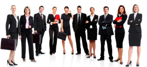 Group of business people. Business team. Isolated over white background.